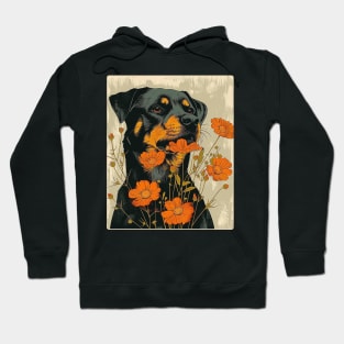 Rottweiler Dog Flowers Photo Art Design For Dog Onwer Hoodie